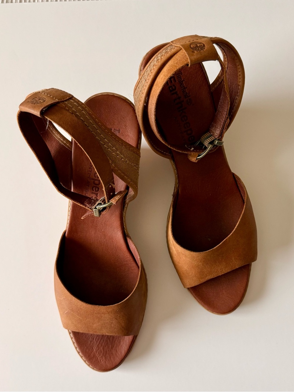 Timberland Brown Leather Ankle-Strap Sandals
